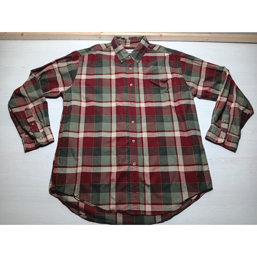 Men's Sedgefield Button Up Shirt Size Large Plaid Red And Green *See Pics*